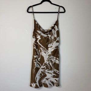 Pretty Garbage Size L Brown Cowl Satin Slip Dress Y2K Artsy Club Wear